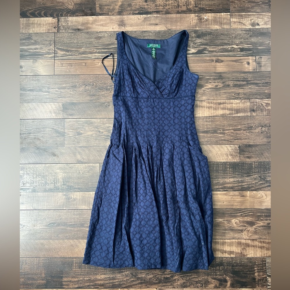 Navy blue eyelet, Ralph Lauren dress
